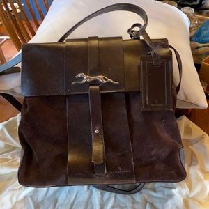 Trussardi brown leather and suede greyhound bag